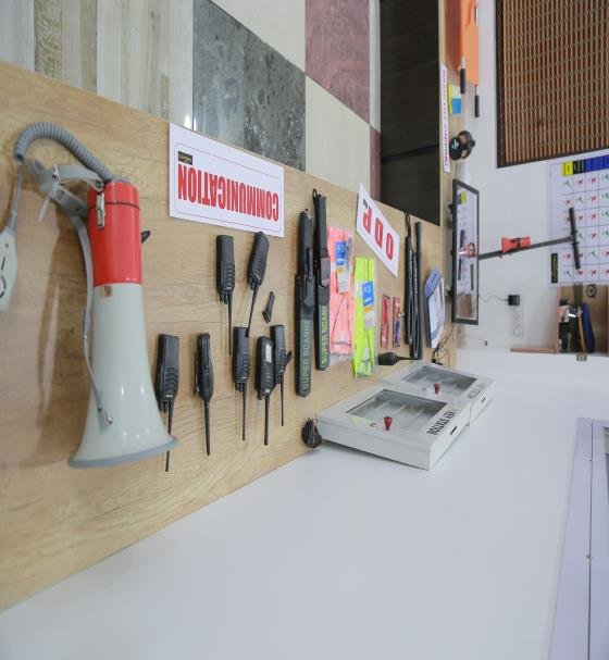 First aid and safety equipment table